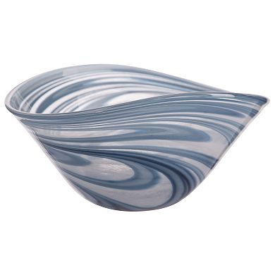 Home Essentials Blue Swirl Glass Centerpiece Decorative Bowl Table Decor