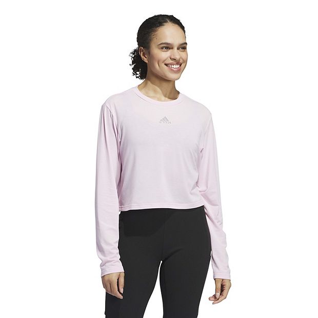 Adidas Women s Y2K Glam Long Sleeve Top Pink Size Small