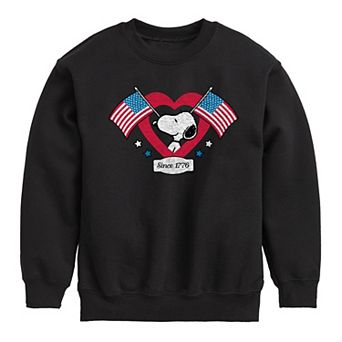 Boys 8-20 Peanuts Snoopy Since 1776 Flag Heart Fleece