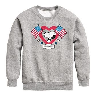 Boys 8-20 Peanuts Snoopy Since 1776 Flag Heart Fleece
