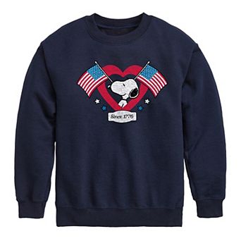 Boys 8-20 Peanuts Snoopy Since 1776 Flag Heart Fleece