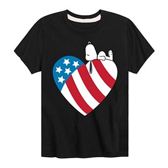Boys 8-20 Peanuts Snoopy On Flag Heart Graphic Tee