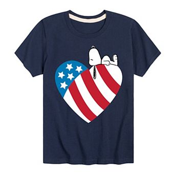 Boys 8-20 Peanuts Snoopy On Flag Heart Graphic Tee