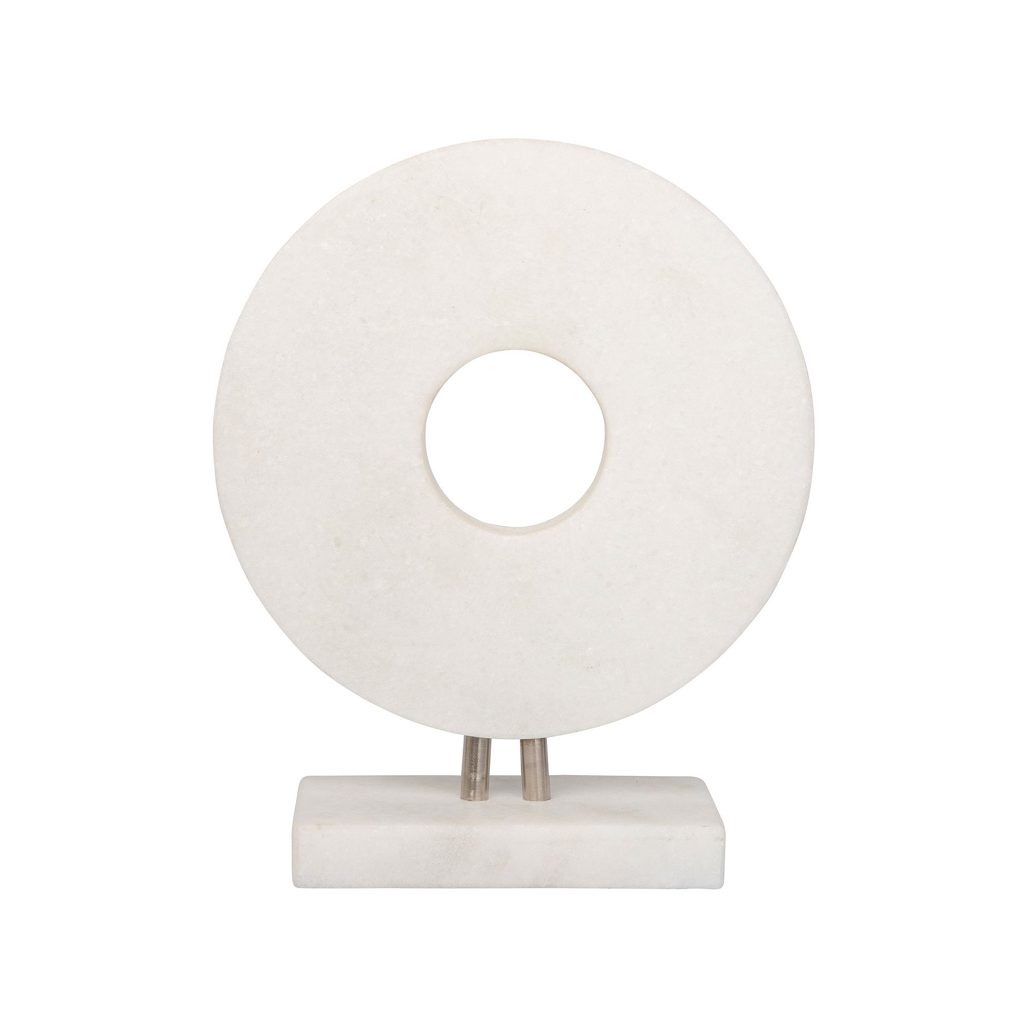 Everyday Decor White Marble Ring On Stand Table Decor, None