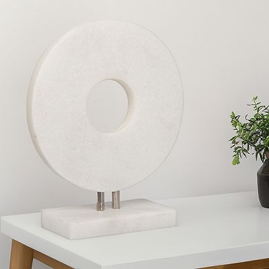 Everyday Decor White Marble Ring On Stand Table Decor