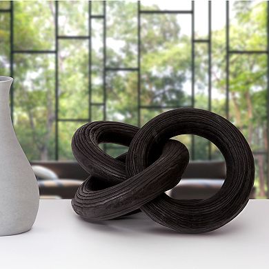 Everyday Decor 10-in. Black Wood Chain Table Decor