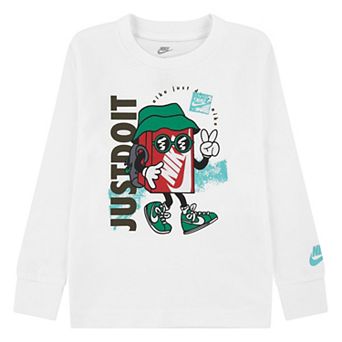 Toddler Boys Nike "Just Do It." Boxy Peace Sign Long Sleeve T-shirt