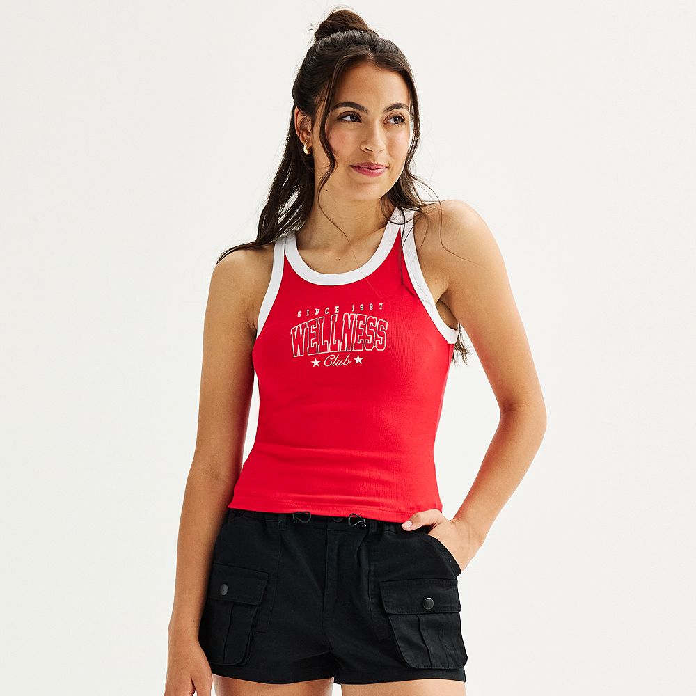 Juniors' Harper & Ivy Ribbed Graphic Tank