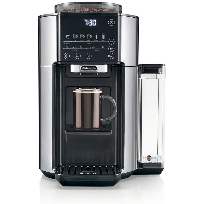 De'Longhi - TrueBrew Automatic Single Serve, 8 oz to 24 oz Coffee Maker with Bean Extract Technology - Stainless Steel