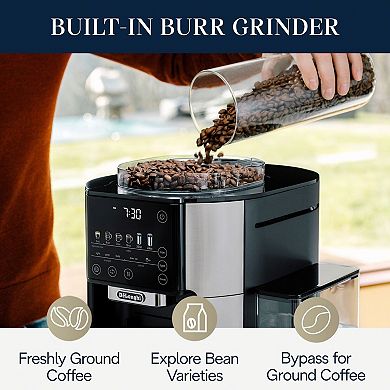 DeLonghi TrueBrew Automatic Single-Serve Drip Coffee Maker with Built-In Grinder