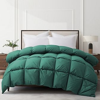 Unikome Goose Feather Down Comforter - Hotel Luxury All Season Medium Warmth Cotton Duvet Insert