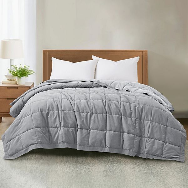 Unikome All Season Down Alternative Bed Reversible Blanket, Lightweight Oversize Blanket - Grey (QUEEN)