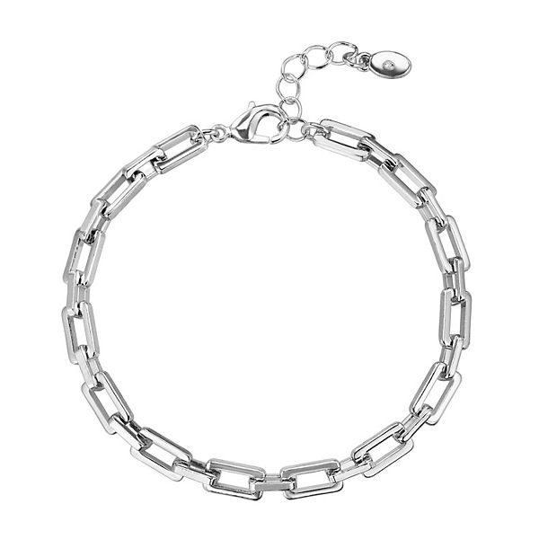 Emberly Silver Tone Rectangular Link Bracelet