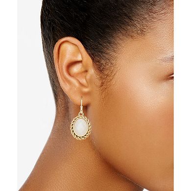 Napier Gold Tone Mother-of-Pearl Oval Drop Earrings