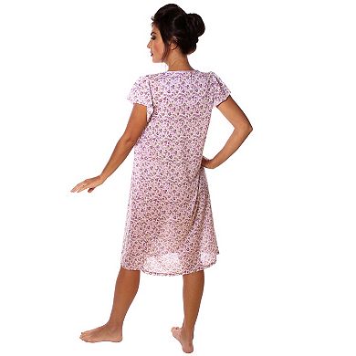 Women's Cap Sleeves Embroidery And Floral Design Nightgown