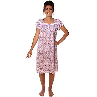 Women's Cap Sleeves Embroidery And Floral Design Nightgown