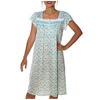 Women's Cap Sleeves Embroidery And Floral Design Nightgown