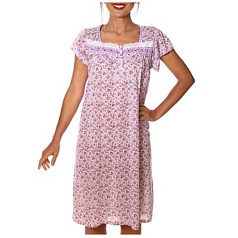 Women's Cap Sleeves Embroidery And Floral Design Nightgown