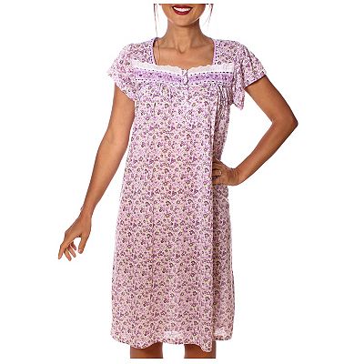 thin cotton night dress Coyuchi, Women's Isla Organic Cotton Night Dress Large Tidal Meadow , L, Sustainable Materials
