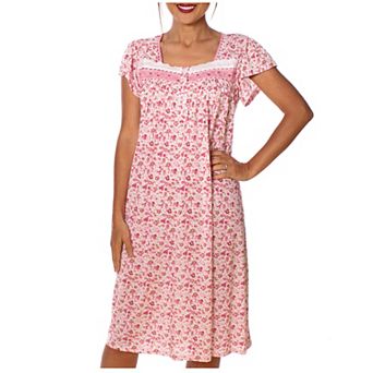 Women's Cap Sleeves Embroidery And Floral Design Nightgown