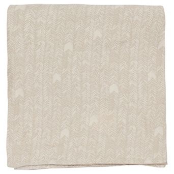 Zima Queen Size Cotton Duvet Cover, Woven French Herringbone Pattern, Beige