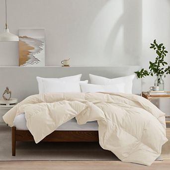 Unikome Organic Down Comforter, Fluffy Goose Feathers Down Fiber Duvet Insert For All-season