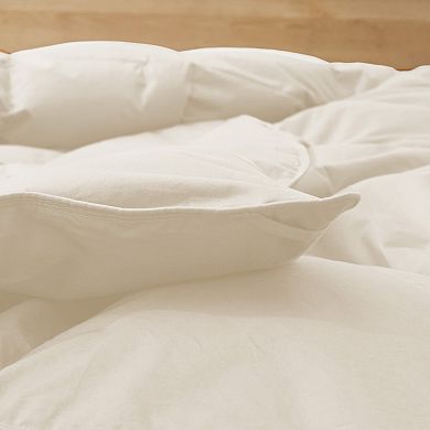 Unikome Organic Down Comforter, Fluffy Goose Feathers Down Fiber Duvet Insert For All-season