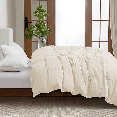Unikome Organic Down Comforter, Fluffy Goose Feathers Down Fiber Duvet Insert For All-season