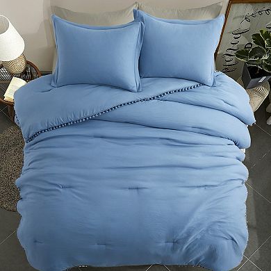 Unikome All Season Down Alternative Comforter Set, Pom Pom Fringe Bedding With Soft Microfiber Fill