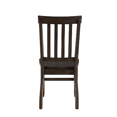 Wooden Dining Side Chairs with Slated Style Back, Set of Two, Brown