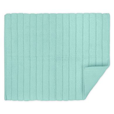 17" x 24" Mint Blue Rectangular Home Essentials Ribbed Cotton Bath Rug