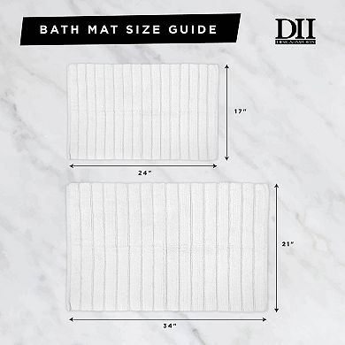 17" x 24" Mint Blue Rectangular Home Essentials Ribbed Cotton Bath Rug