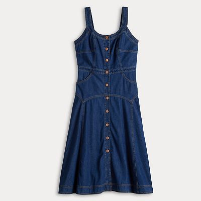 white christmas dresses Blue Denim Puff Sleeve Sienna Midi Dress main image 0