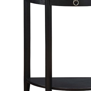 Wooden Half Moon Shaped Console Table with One Storage Drawer, Black
