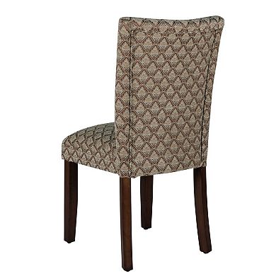 Wooden Parson Dining Chair with Damask Pattern Fabric Upholstery, Multicolor