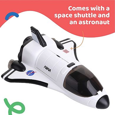 Spaceship Shuttle Toy with Astronaut Figure, Lights Up with Light and Blast Off Sound Effects