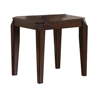 Wooden End table with Beveled Tapered Legs, Walnut Brown