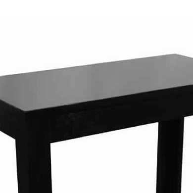 Wooden Chairside Table with Bottom Shelf and Block Legs, Black
