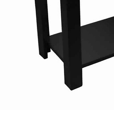 Wooden Chairside Table with Bottom Shelf and Block Legs, Black