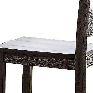 Wooden Counter Height Side Chair with Ladder Backrest, Set of 2, Dark Brown