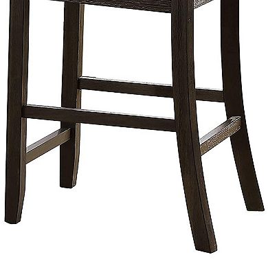 Wooden Counter Height Side Chair with Ladder Backrest, Set of 2, Dark Brown