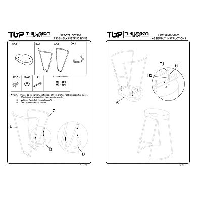 24 Inch Natural Brown Handcrafted Backless Barstool, Mango Wood Thick Saddle Seat, Black Iron Base