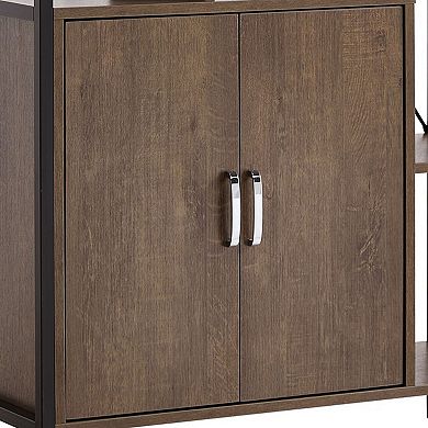 Viola 71 Inch Modern Display Cabinet with 7 Shelves, Metal Frame, Brown