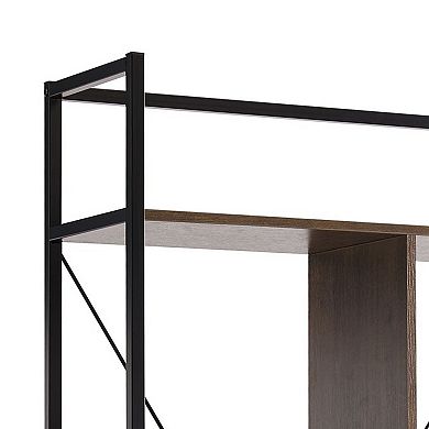Viola 71 Inch Modern Display Cabinet with 7 Shelves, Metal Frame, Brown