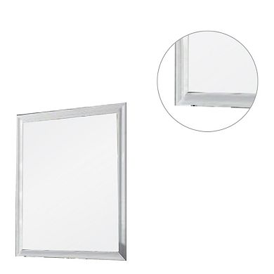 Tyra 39 Inch Wall Mirror, Rectangular Wood Frame, White