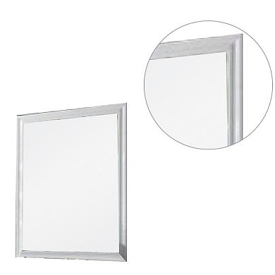Tyra 39 Inch Wall Mirror, Rectangular Wood Frame, White