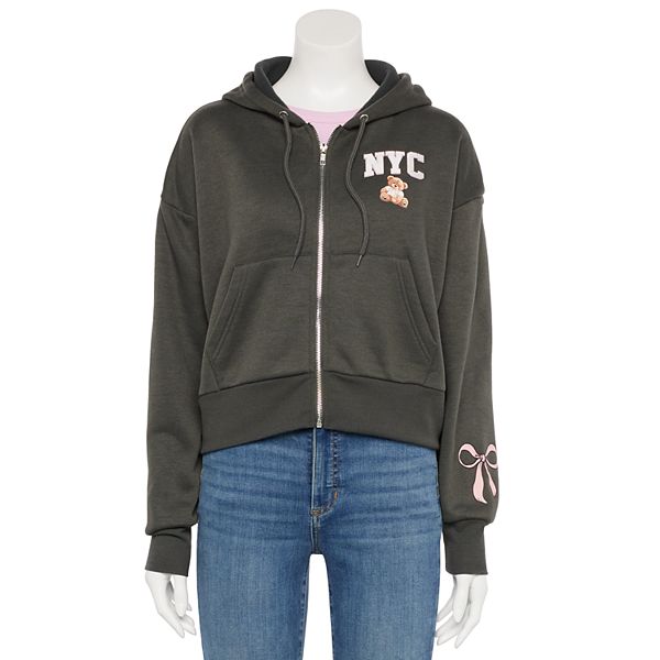 Juniors' Harper & Ivy Cropped Zip-Up Hoodie