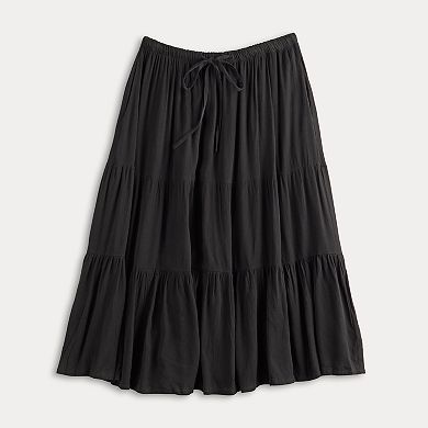 Women's Chelsea & Theodore Pull-On Woven Pleated Midi Skirt