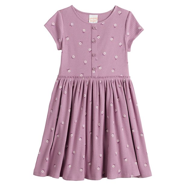 Girls 4 12 Jumping Beans Allover Print Ribbed Henley Dress