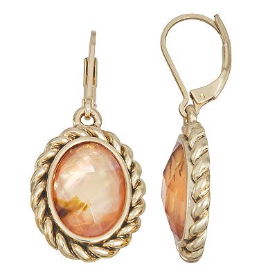 Napier Gold Tone Single Drop Leverback Earrings